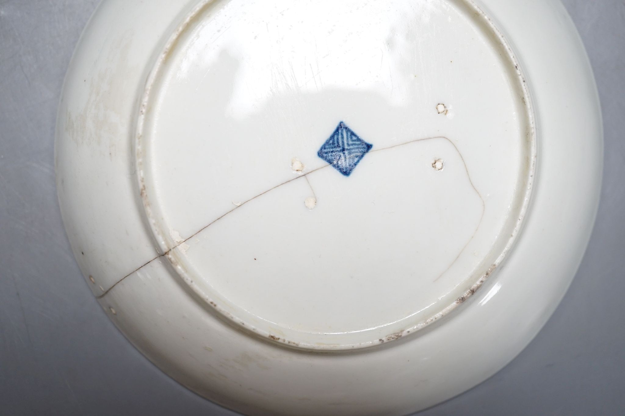 A Worcester scale blue chocolate cup and saucer and a pair of similar tea bowls and saucers, circa 1775